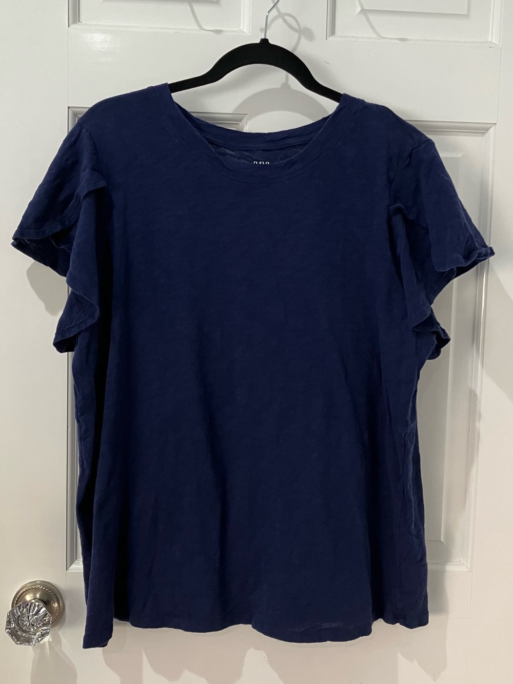 a.n.a Navy Blue Short Sleeve Ruffle Tee